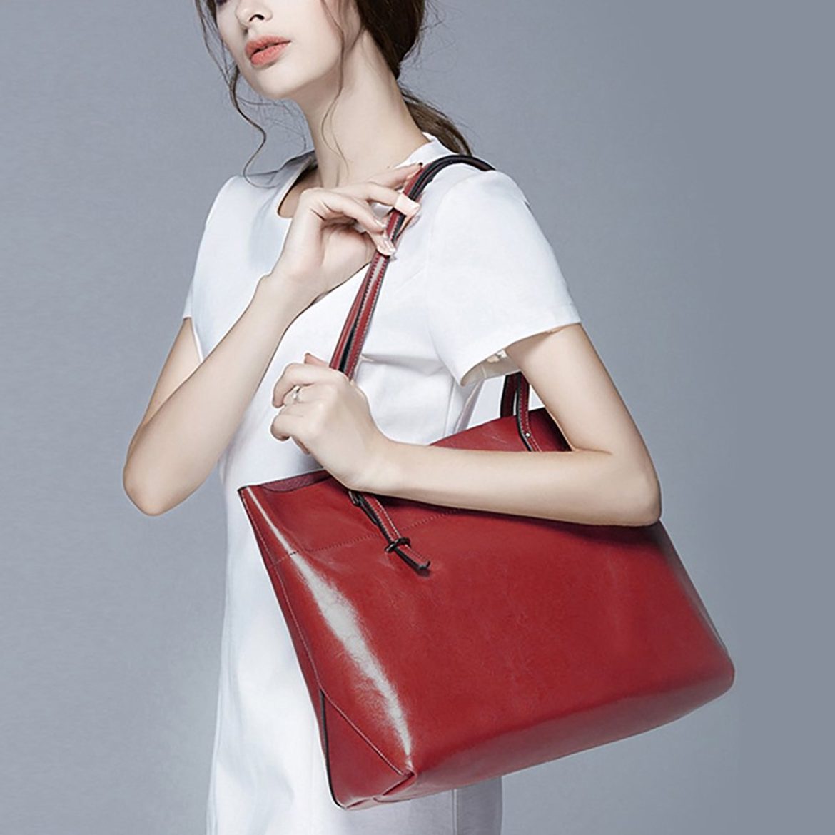 S-ZONE Women’s Vintage Genuine Leather Tote Shoulder Bag Handbag ...