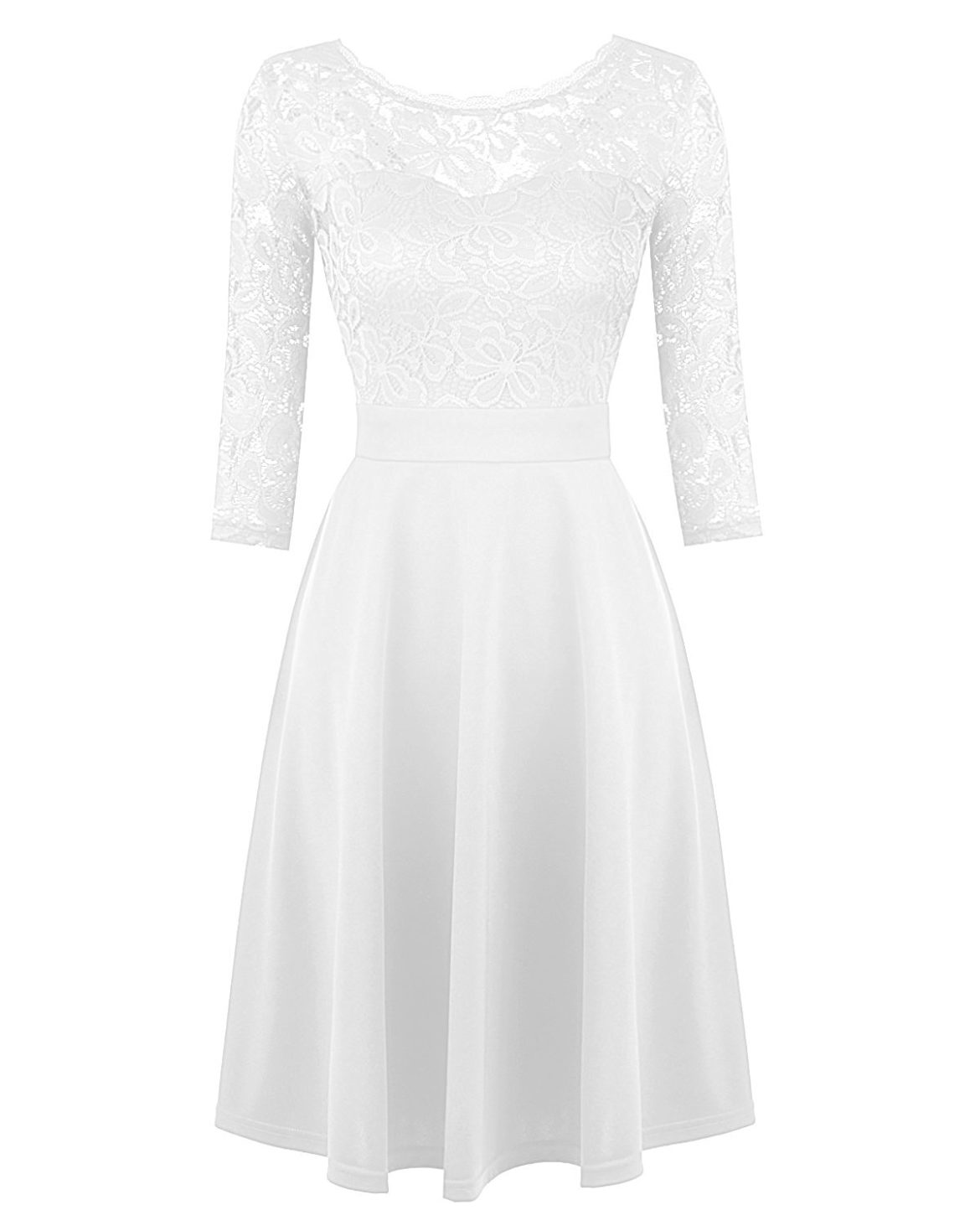 Mixfeer Women’s Vintage Floral Lace Cocktail Swing Dress With 3/4 ...