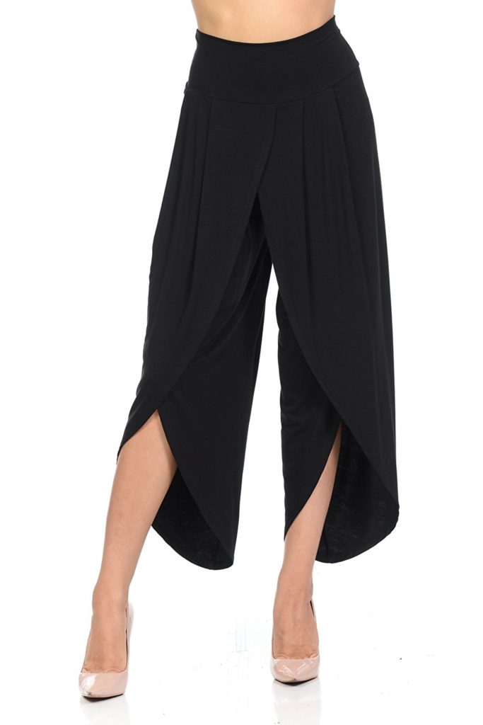 Ladybug Women’s Layered Wide Leg Flowy Cropped Palazzo Pants, 3/4 ...