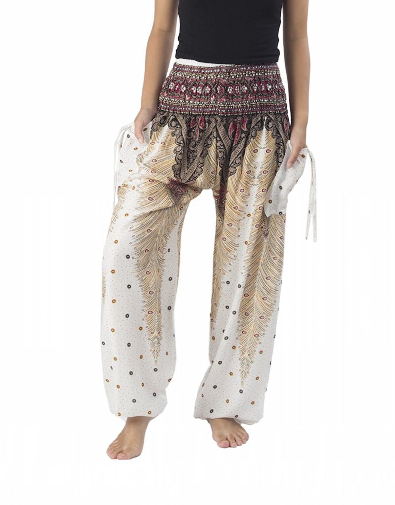 Lannaclothesdesign Women’s Smocked Peacock Pants Comfortable Thai Pants ...