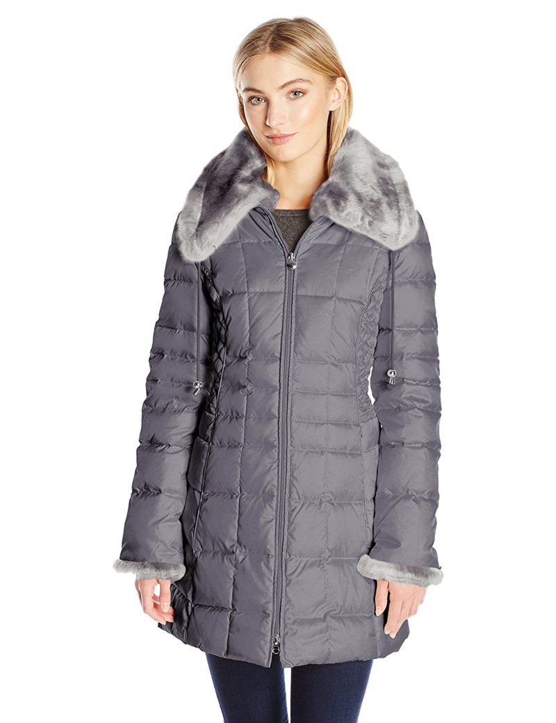 Laundry By Shelli Segal Women’s 3/4 Down Quilted Coat With Faux Fur ...