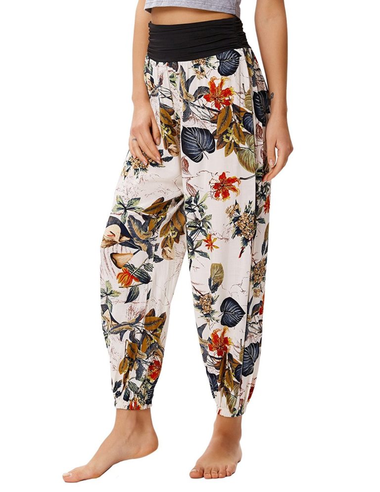 Kate Kasin Women Casual Floral Print High Waist Loose Lantern Pants ...