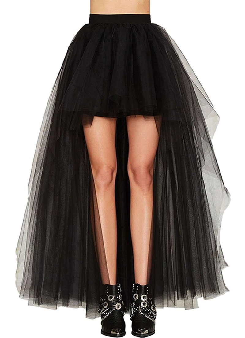 Coswe Womens High Waist Black Steampunk Gothic Asymmetrical Swallowtail Skirt M 5xl 1440