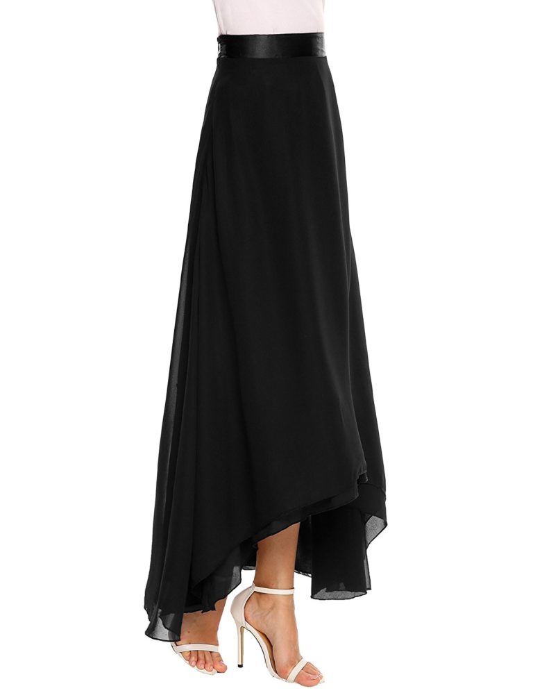 Chigant Women Chiffon Maxi Skirt Satin Waisted Beach Long Skirt ...