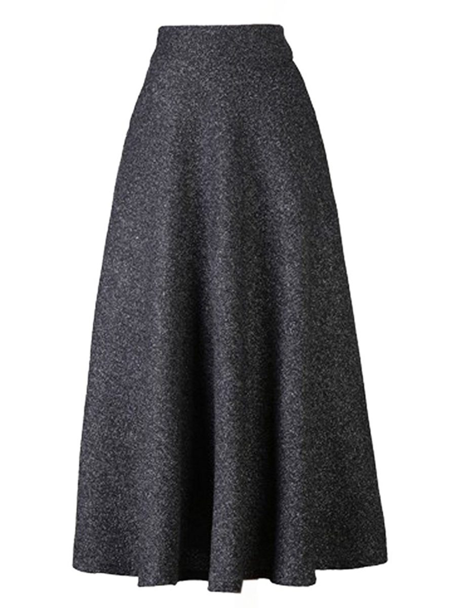 Choies Womens High Waist A Line Flared Long Skirt Winter Fall Midi 1106
