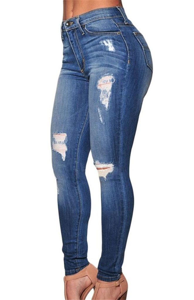 Nicetage Women’s Skinny High Waist Hippie Stretchy Destroyed Jeans ...