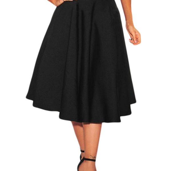 Lovezesent Women's High Waist A-Line Pleated Midi Skirt Dresses ...