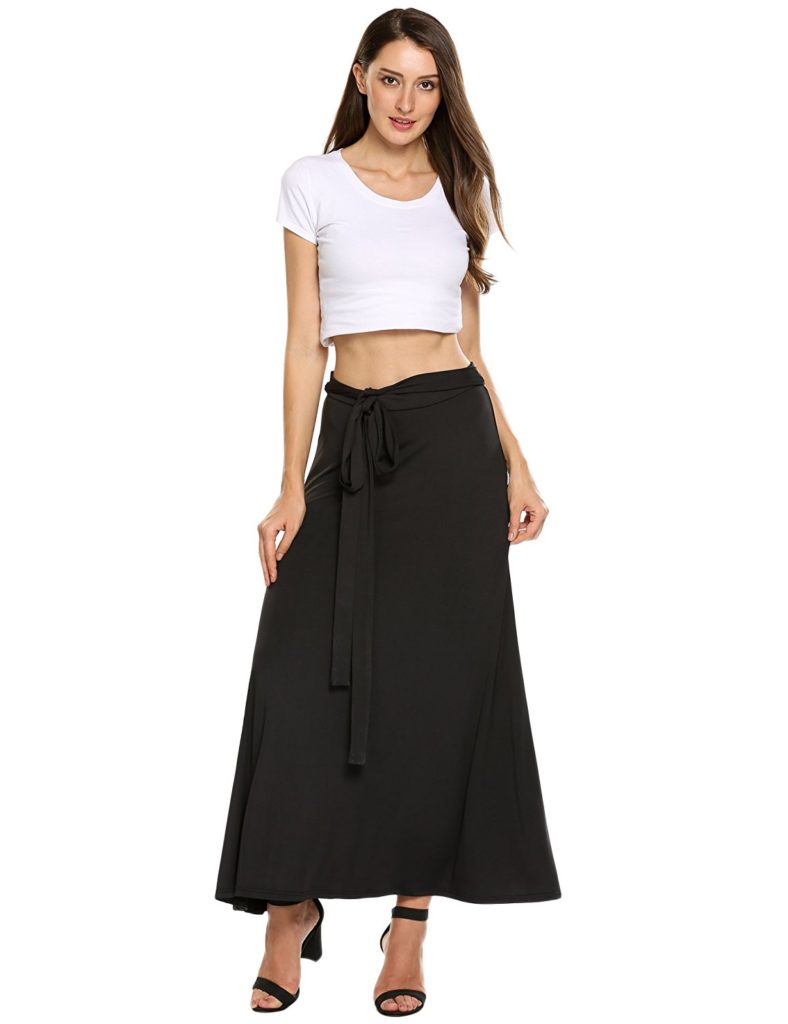 Zeagoo Womens Skirts Boho Elastic Maxi Long Solid Wrap Around Bow Tie Skirt Shop2online Best