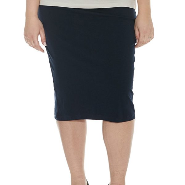 Esteez Women's Basic Stretchy Knee Length Modest Plus Size Pencil Skirt ...