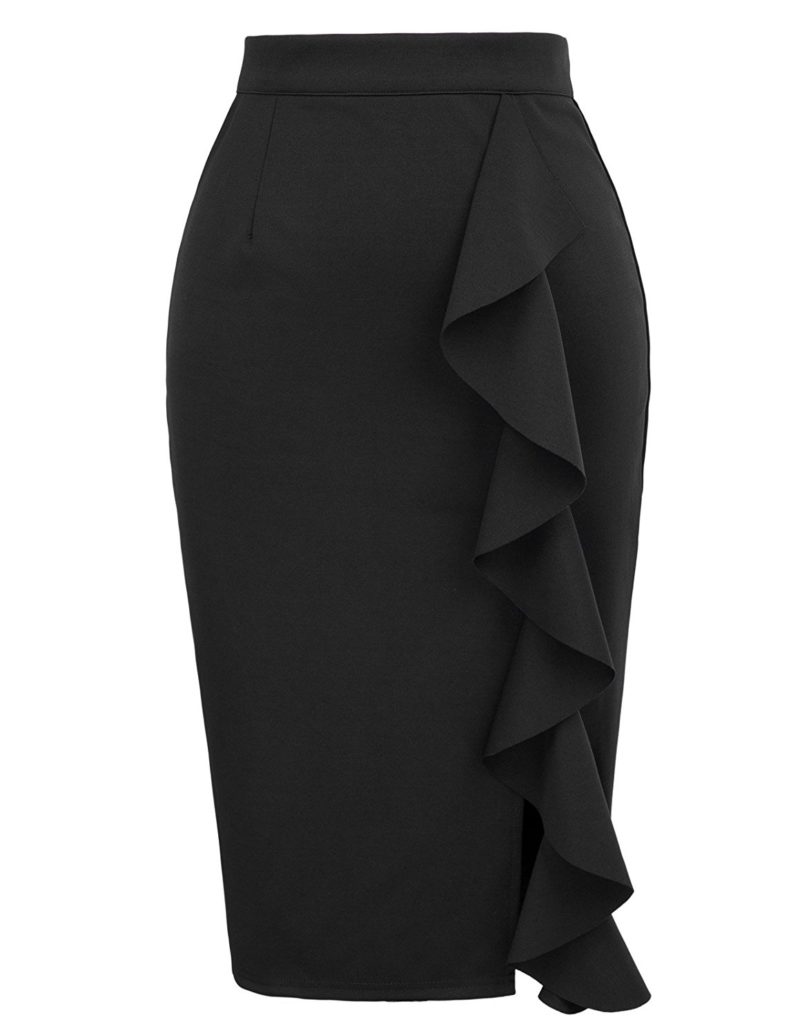 GRACE KARIN Women’s Ruffle Bodycon Knee Length Midi Pencil Skirt ...