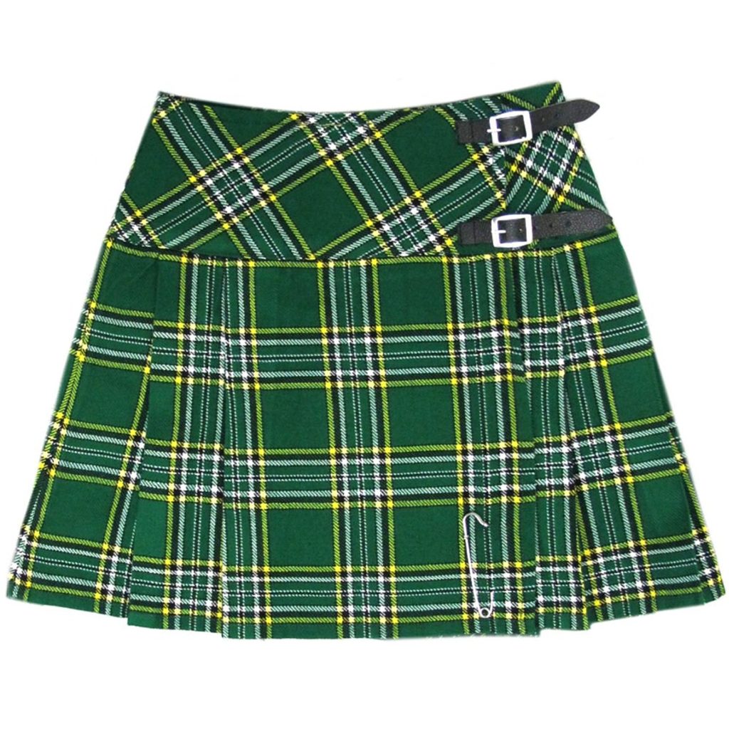 Tartanista Irish Tartan 16.5″ Green Mini Kilt Skirt – Leather Straps ...