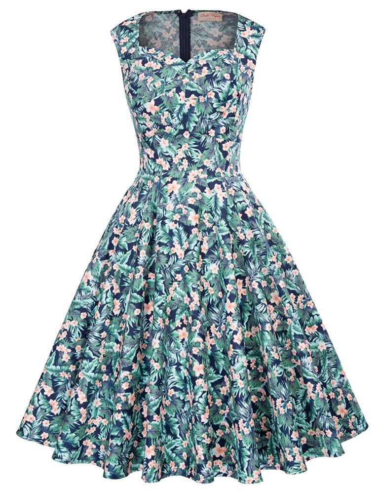 Belle Poque 50s Style Vintage Dresses Sweetheart Neck BP105 (Multi ...