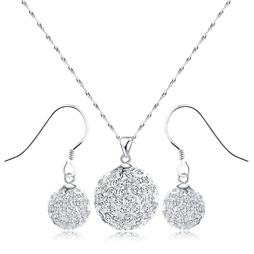 Merdia 925 Sterling Silver Created Crystal Pendant & Earrings Set ...